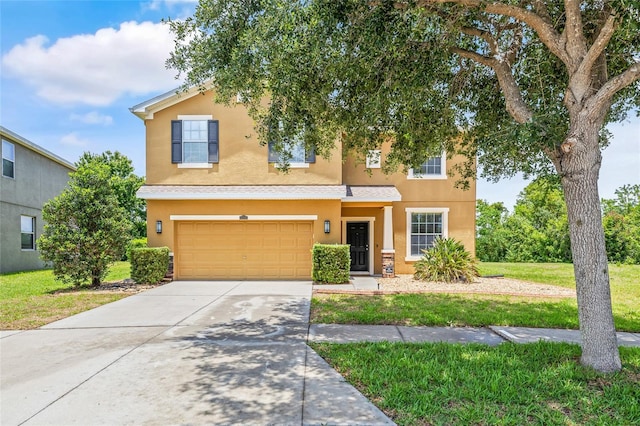 12244 Fairlawn Dr, Riverview, FL 33579 - view of front of property with a garage, stucco siding, and concrete driveway