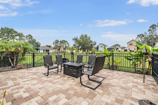 4400 English Turn Way, Wesley Chapel, FL 33543 - view of patio / terrace featuring a residential view and an outdoor fire pit