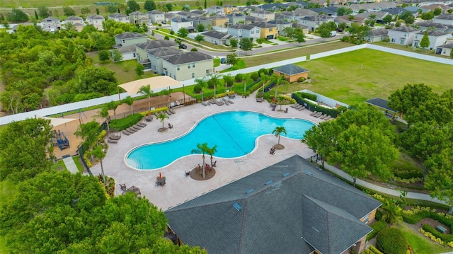 14716 Crescent Rock Dr, Wimauma, FL 33598 - aerial view of residential area featuring a pool