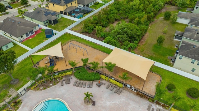 14716 Crescent Rock Dr, Wimauma, FL 33598 - aerial view of residential area with a pool area
