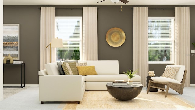 10113 Trumpet Honetsuckle Way, San Antonio, FL 33576 - sitting room featuring a ceiling fan and baseboards