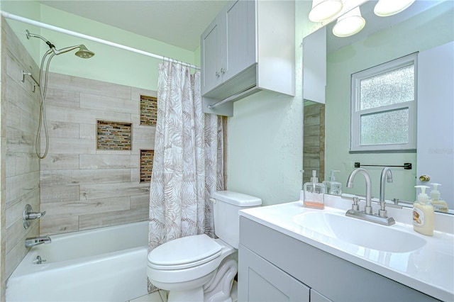 40019 Pretty Redbird Rd, Zephyrhills, FL 33540 - full bathroom featuring shower / bath combo with shower curtain, vanity, and toilet