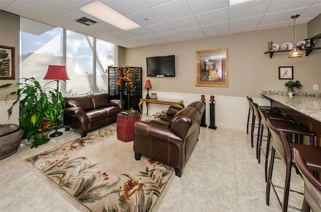 1621 Gulf Blvd Unit 407, Clearwater Beach, FL 33767 - living area with a drop ceiling and tile patterned floors