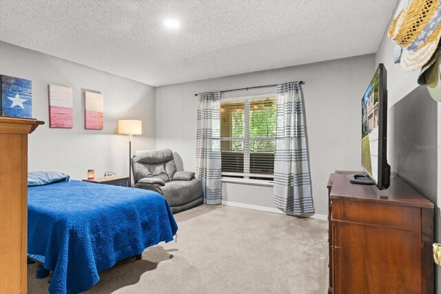 2541 W Castle Rd, Citrus Springs, FL 34434 - carpeted bedroom featuring a textured ceiling, baseboards, and recessed lighting