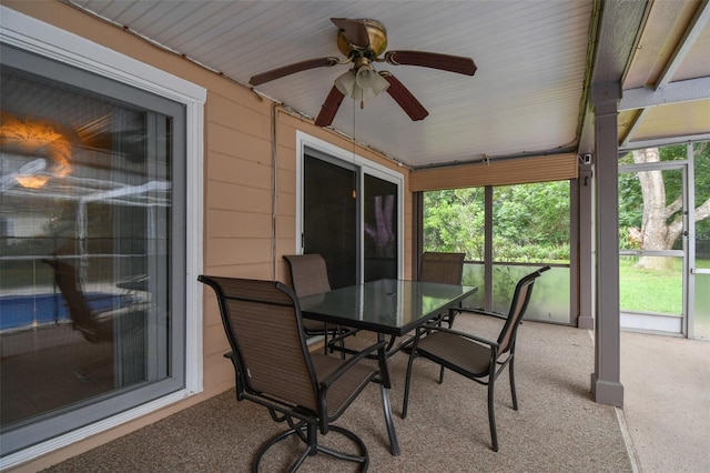 12101 Meadowbrook Ln, Hudson, FL 34667 - sunroom / solarium with a ceiling fan, outdoor dining area, and plenty of natural light