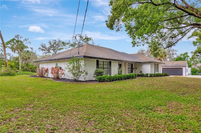 9615 Raiden Ln, Riverview, FL 33569 - ranch-style home featuring a front lawn and brick siding