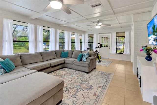 9615 Raiden Ln, Riverview, FL 33569 - sunroom / solarium featuring plenty of natural light, coffered ceiling, and beam ceiling