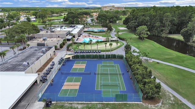 3504 Wedge Way, New Port Richey, FL 34655 - aerial view of a pool area, a large body of water, and a local golf course