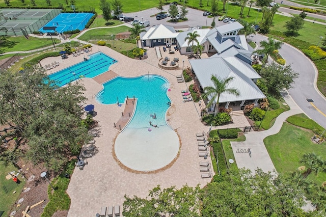 13128 Foxtail Fern Dr, Riverview, FL 33579 - drone / aerial view of a pool area