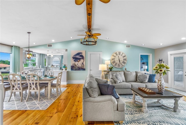4916 Palmetto Point Dr, Palmetto, FL 34221 - living room featuring light wood-style flooring, a ceiling fan, baseboards, and recessed lighting