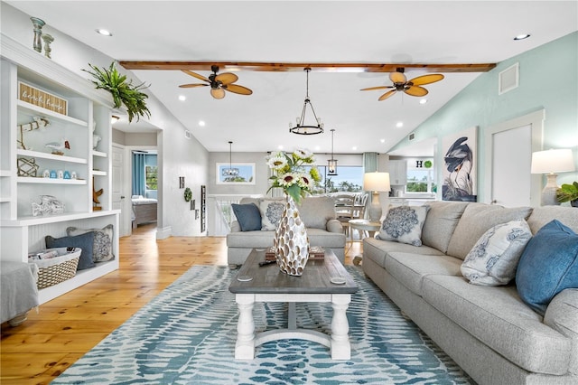 4916 Palmetto Point Dr, Palmetto, FL 34221 - living area with a ceiling fan, wood finished floors, plenty of natural light, and recessed lighting