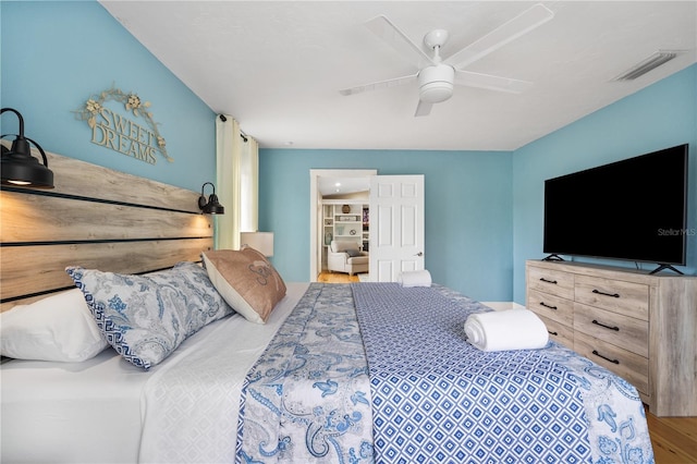 4916 Palmetto Point Dr, Palmetto, FL 34221 - bedroom with wood finished floors and ceiling fan