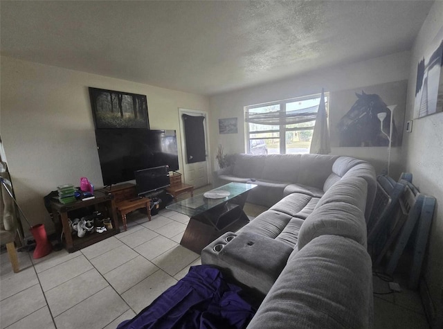 3074 NE Garden Ter, Palm Bay, FL 32905 - tiled living area featuring a textured ceiling