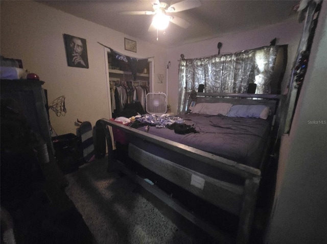 3074 NE Garden Ter, Palm Bay, FL 32905 - bedroom with a closet and a ceiling fan
