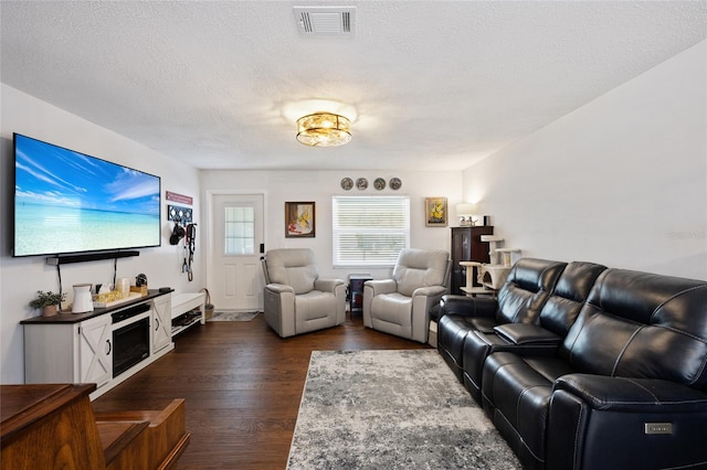 3983 Shay Dr, Bartow, FL 33830 - living room with dark wood-style floors and a textured ceiling