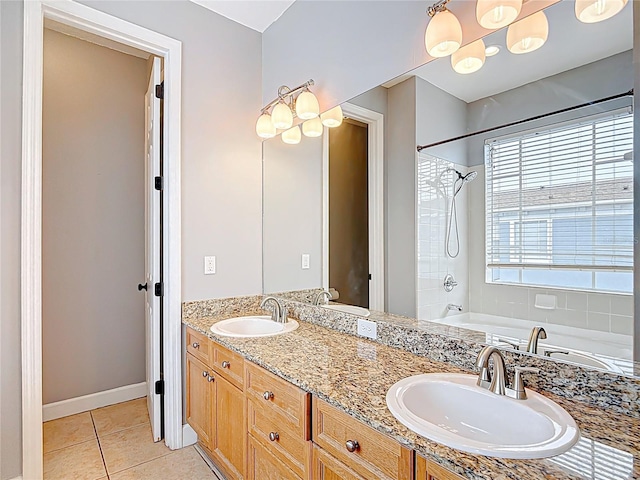 3111 W De Leon St Unit 2, Tampa, FL 33609 - full bathroom with tub / shower combination, double vanity, and tile patterned flooring