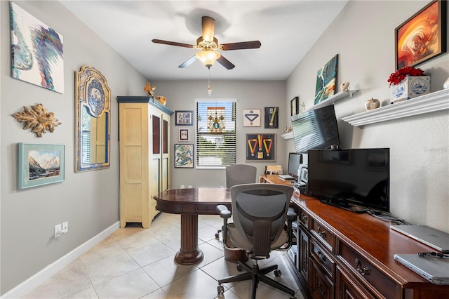 16898 Balance Cv, Land O Lakes, FL 34638 - home office with ceiling fan, baseboards, and light tile patterned floors