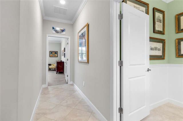 16898 Balance Cv, Land O Lakes, FL 34638 - corridor with crown molding, light tile patterned floors, and baseboards