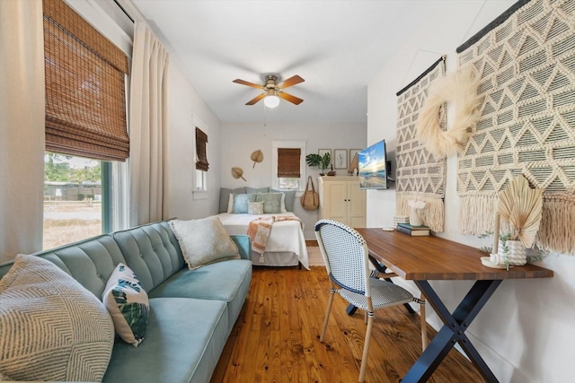 111 29th St W, Bradenton, FL 34205 - office with a ceiling fan and wood finished floors