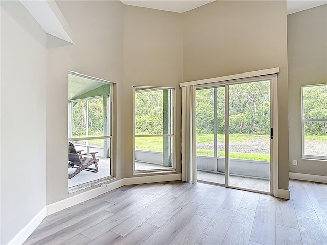 5809 Silas Creek Ln, Wesley Chapel, FL 33545 - empty room with a towering ceiling and wood finished floors
