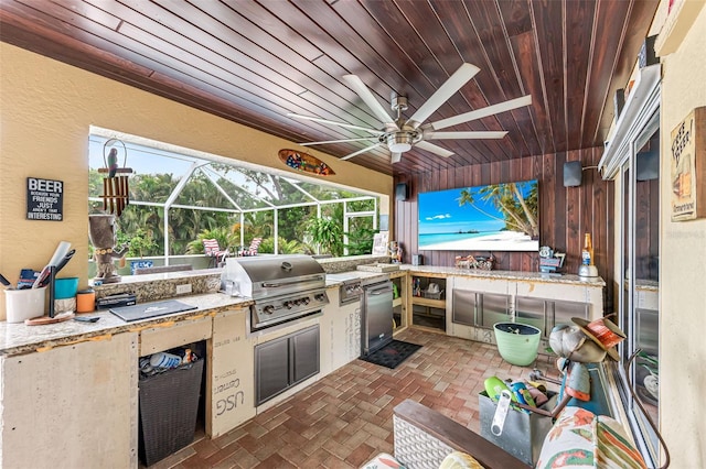 2812 SW 29th Ave, Cape Coral, FL 33914 - view of patio / terrace with ceiling fan and glass enclosure