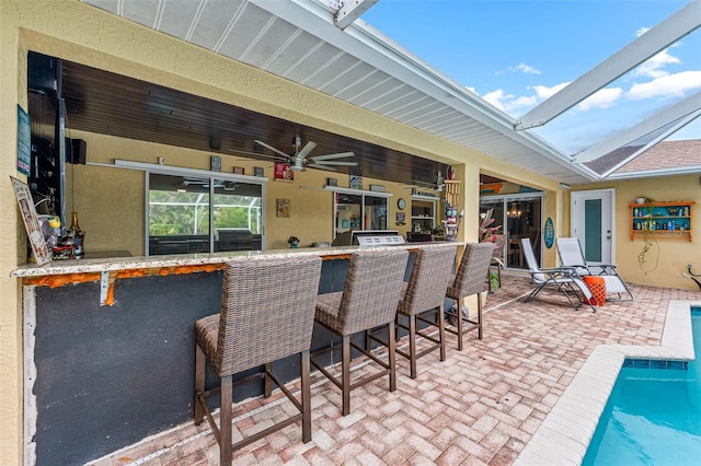 2812 SW 29th Ave, Cape Coral, FL 33914 - view of patio featuring an outdoor pool and ceiling fan