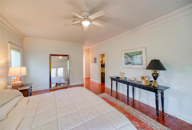 15612 Howell Park Ln, Tampa, FL 33625 - bedroom featuring ornamental molding, multiple windows, baseboards, and wood finished floors