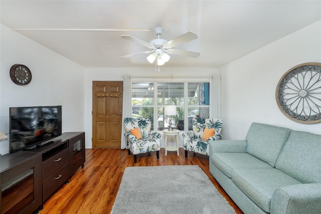 4154 56th St N Unit 720, Kenneth City, FL 33709 - living room with wood finished floors and a ceiling fan