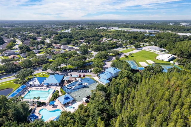 28390 Openfield Loop, Wesley Chapel, FL 33543 - drone / aerial view of a pool area and a heavily wooded area