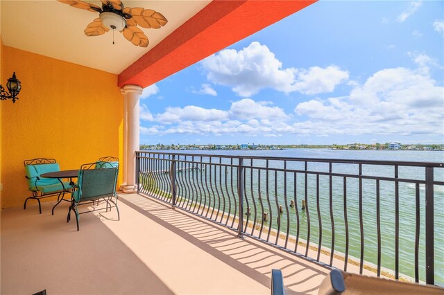 17817 Gulf Blvd Unit A, Saint Petersburg, FL 33708 - balcony featuring a water view and ceiling fan