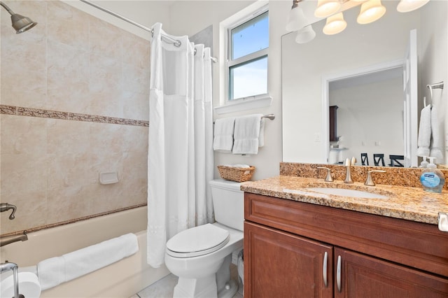 17817 Gulf Blvd Unit A, Saint Petersburg, FL 33708 - full bathroom featuring vanity, shower / bath combo, toilet, and tile patterned flooring