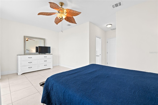 17817 Gulf Blvd Unit A, Saint Petersburg, FL 33708 - bedroom featuring light tile patterned floors, baseboards, and a ceiling fan
