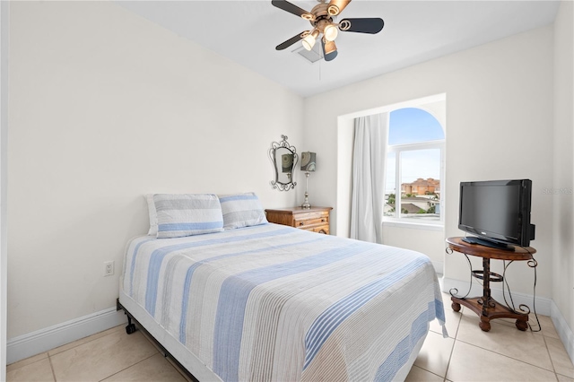 17817 Gulf Blvd Unit A, Saint Petersburg, FL 33708 - bedroom with light tile patterned floors, baseboards, and a ceiling fan