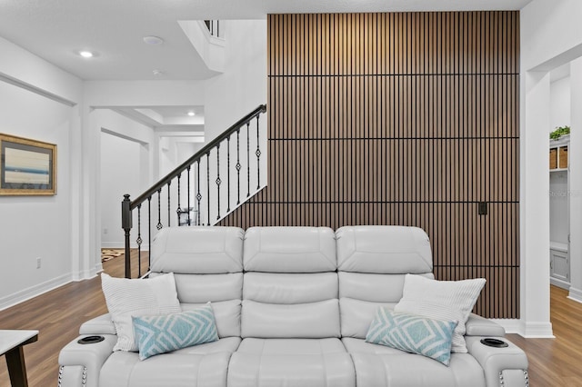 3559 Maple Bay Ln, Land O Lakes, FL 34638 - living room with wood finished floors, recessed lighting, and stairs