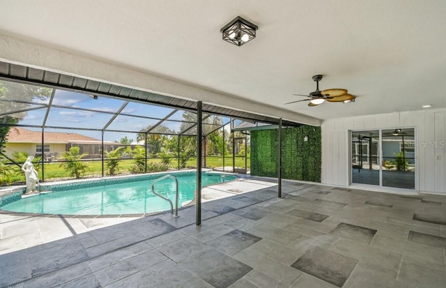 325 Gladstone Blvd, Englewood, FL 34223 - outdoor pool with a patio, ceiling fan, and a lanai