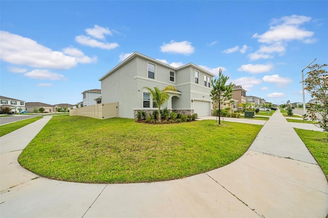 32136 Conchshell Sail St, Wesley Chapel, FL 33545 - view of property exterior featuring a residential view, a garage, driveway, and stucco siding