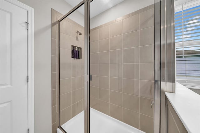 32136 Conchshell Sail St, Wesley Chapel, FL 33545 - bathroom featuring a shower stall and vanity