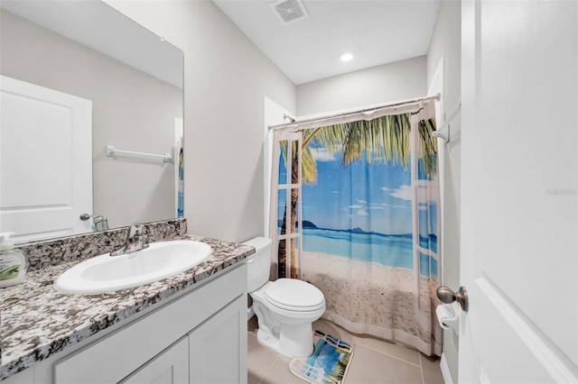 32136 Conchshell Sail St, Wesley Chapel, FL 33545 - bathroom featuring vanity, toilet, tile patterned flooring, and shower / tub combo