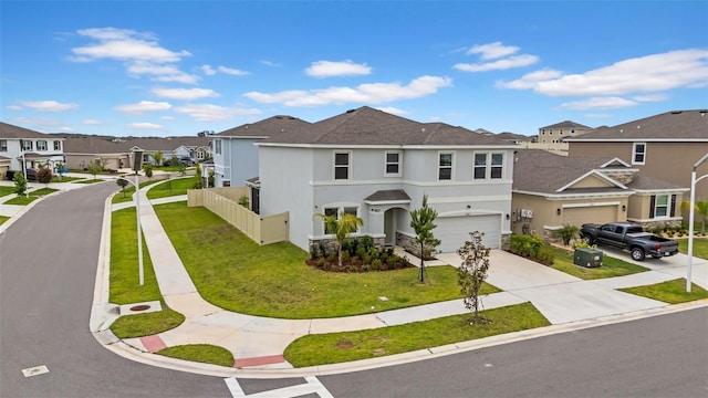 32136 Conchshell Sail St, Wesley Chapel, FL 33545 - view of front of house featuring a residential view, concrete driveway, stucco siding, and a garage