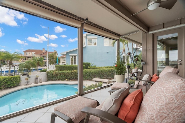5782 Westshore Dr, New Port Richey, FL 34652 - outdoor pool featuring ceiling fan and a patio