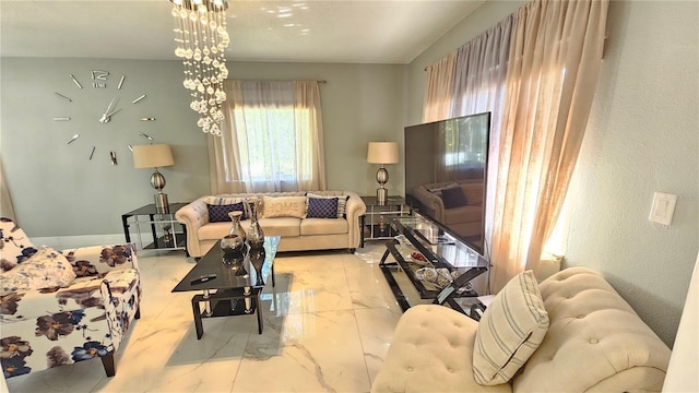 6424 Thicket Trl, New Port Richey, FL 34653 - living area featuring marble finish floors