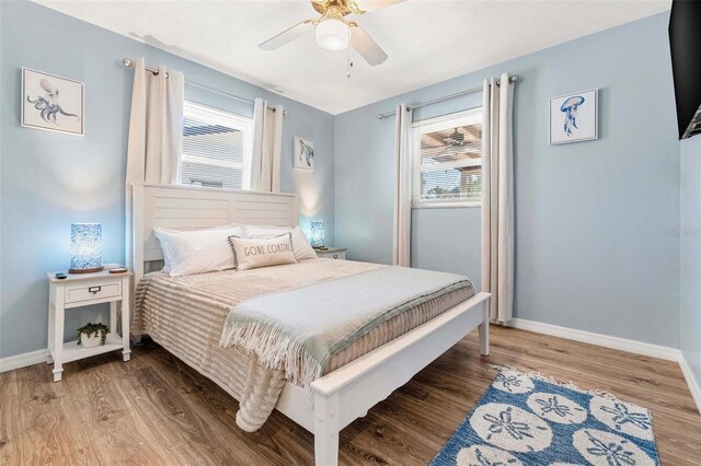 10339 111th St, Largo, FL 33778 - bedroom with multiple windows, wood finished floors, and ceiling fan