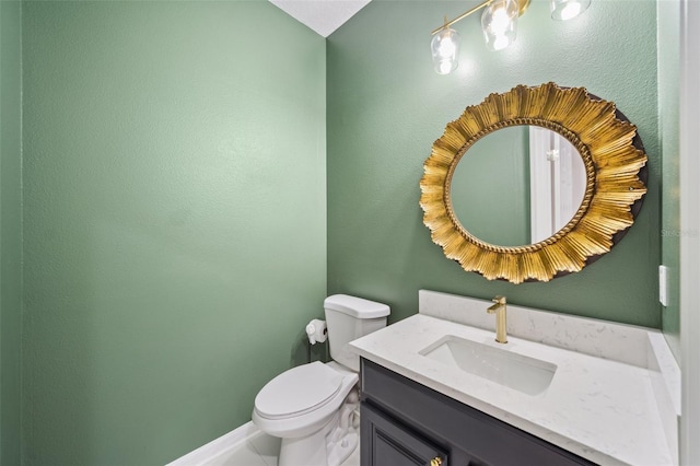 17802 Mission Oak Dr, Lithia, FL 33547 - half bath featuring toilet, vanity, and baseboards