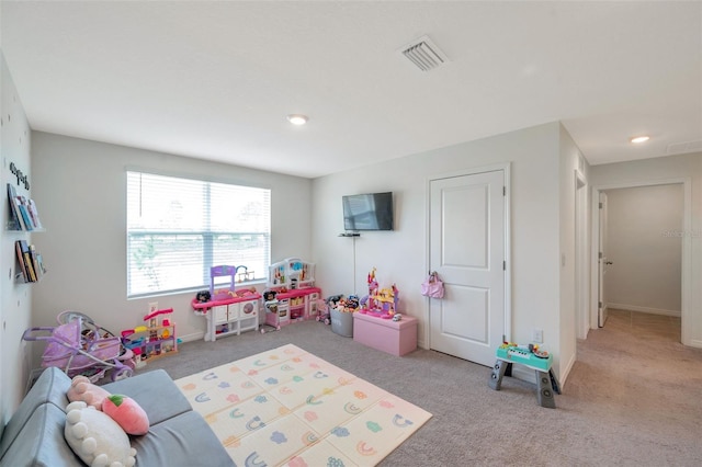 7641 Sail Clover Ln, Zephyrhills, FL 33540 - playroom with carpet and recessed lighting