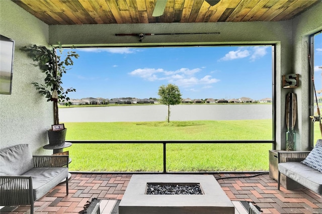 11785 Little River Way, Parrish, FL 34219 - sunroom with a water view and an outdoor fire pit