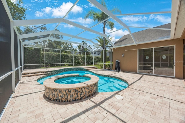 5519 Reflections Blvd, Lutz, FL 33558 - view of pool with a patio area, a pool with connected hot tub, and a lanai