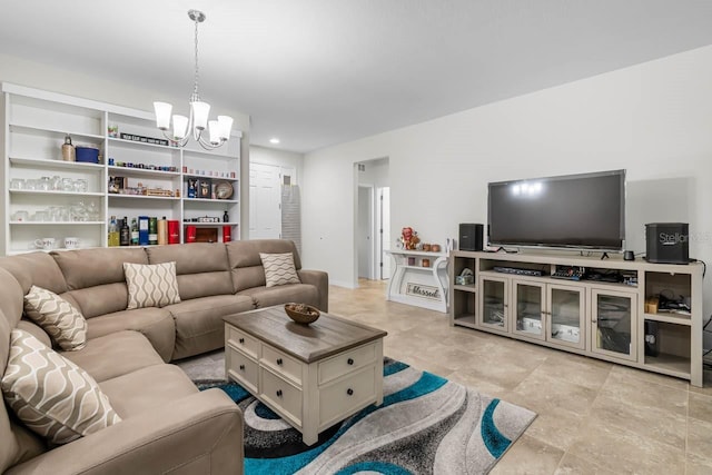 5006 Jackel Chase Dr, Wimauma, FL 33598 - living room featuring a chandelier and recessed lighting