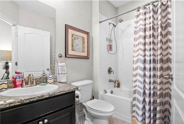 3901 Silverlake Way, Wesley Chapel, FL 33544 - bathroom with toilet, vanity, and shower / bath combo with shower curtain
