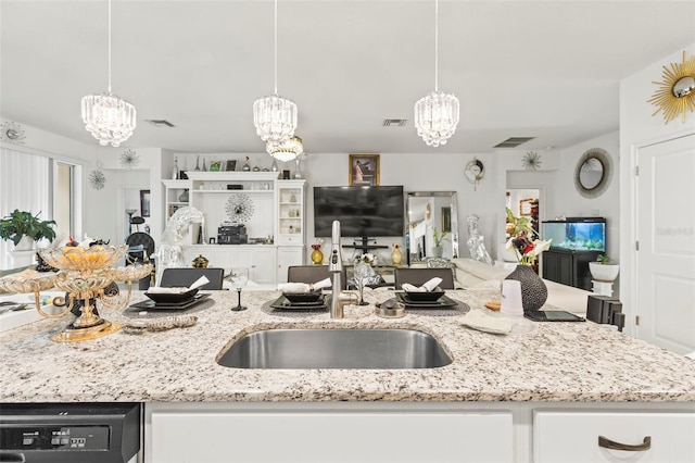 944 Old Windsor Way, Spring Hill, FL 34609 - kitchen featuring open floor plan, a chandelier, a sink, and dishwasher