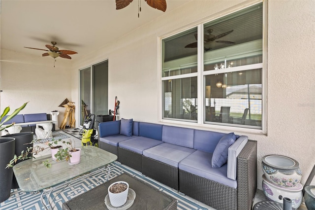 944 Old Windsor Way, Spring Hill, FL 34609 - view of patio / terrace featuring a ceiling fan and an outdoor living space